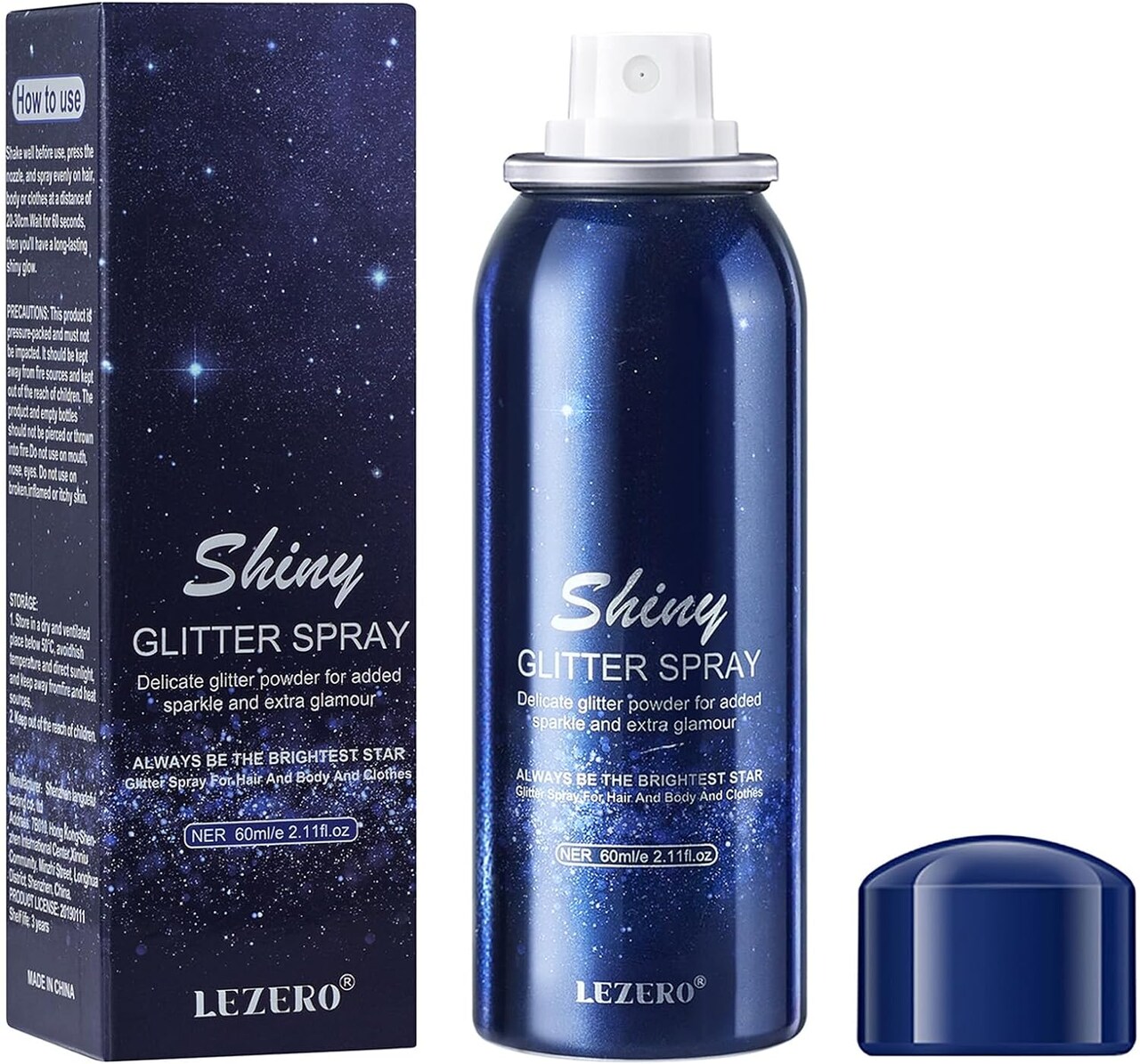 Body Glitter Spray, Temporary Shiny Hairspray for Face, Hair, Clothing, Long Lasting Quick-Drying Shimmer Mist for St. Patrick's Day, Music Festival Rave, Nightclub Party, Prom, 2oz